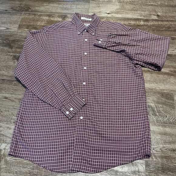LL Bean Shirt Men’s Size Medium Plaid Check Button Up Short Sleeve Wrinkle Free - Picture 2 of 8